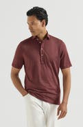 Brunello Cucinelli Virgin wool, silk and cotton piqué polo shirt with spread collar