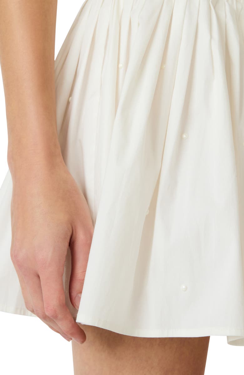 Steve Madden Tyria Pearly Stretch Cotton Pleated Miniskirt, Alternate, color, Antique