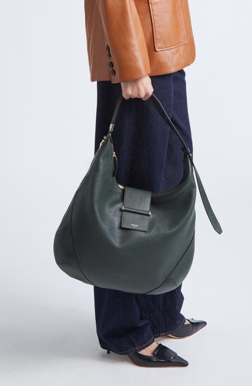 Jimmy Choo Medium Bar Hobo Leather Shoulder Bag In Green