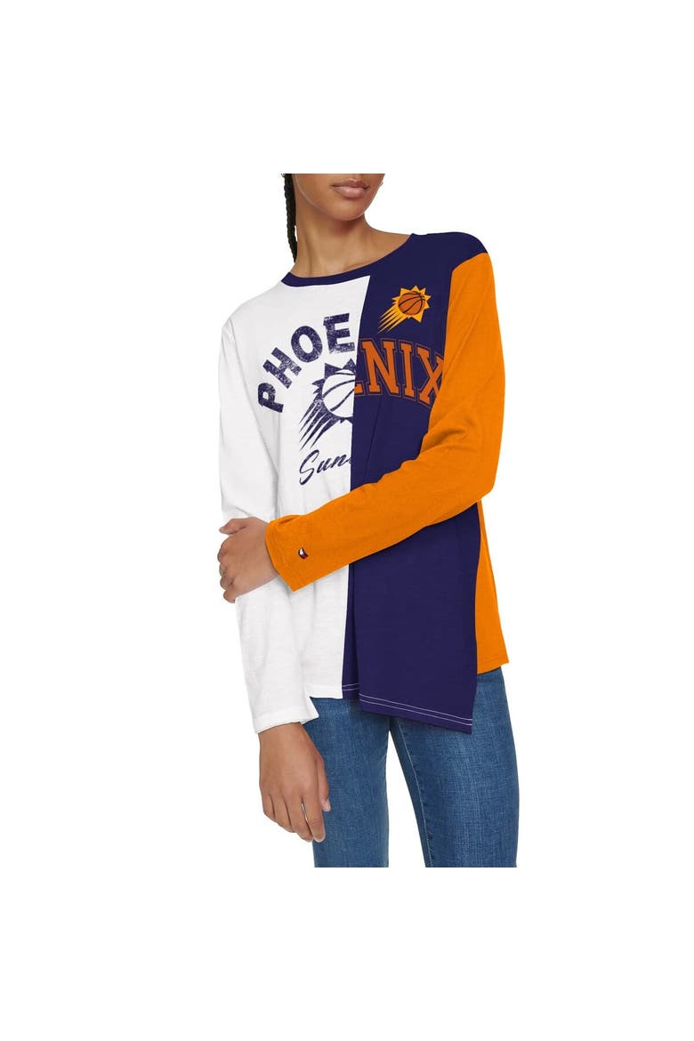 Women's Tommy Jeans White/Purple Phoenix Suns Amelia Color Blocked Long Sleeve T-Shirt, Alternate, color, White