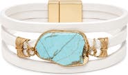SAACHI Turquoise Stone Leather Wrap Bracelet