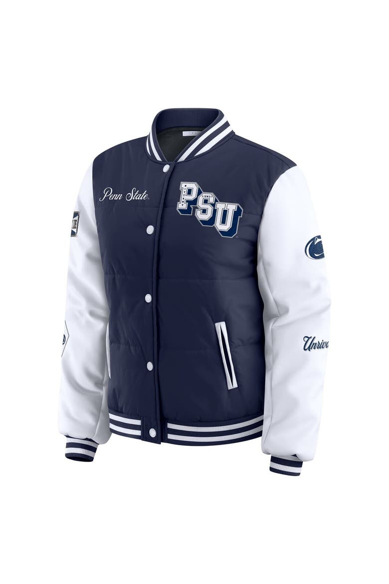 Women's WEAR by Erin Andrews  Navy Penn State Nittany Lions Varsity Puffer Jacket, Alternate, color, Navy