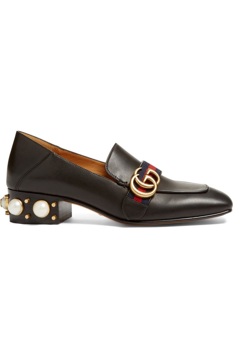 Gucci Embellished Heel Loafer, Alternate, color,