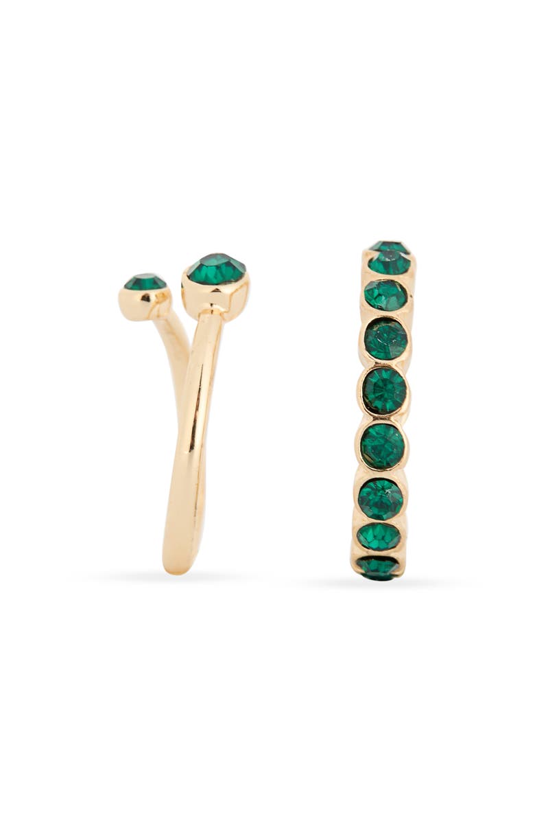 NORDSTROM RACK Set of 2 Bypass & Eternity Rings, Alternate, color, Emerald- Gold