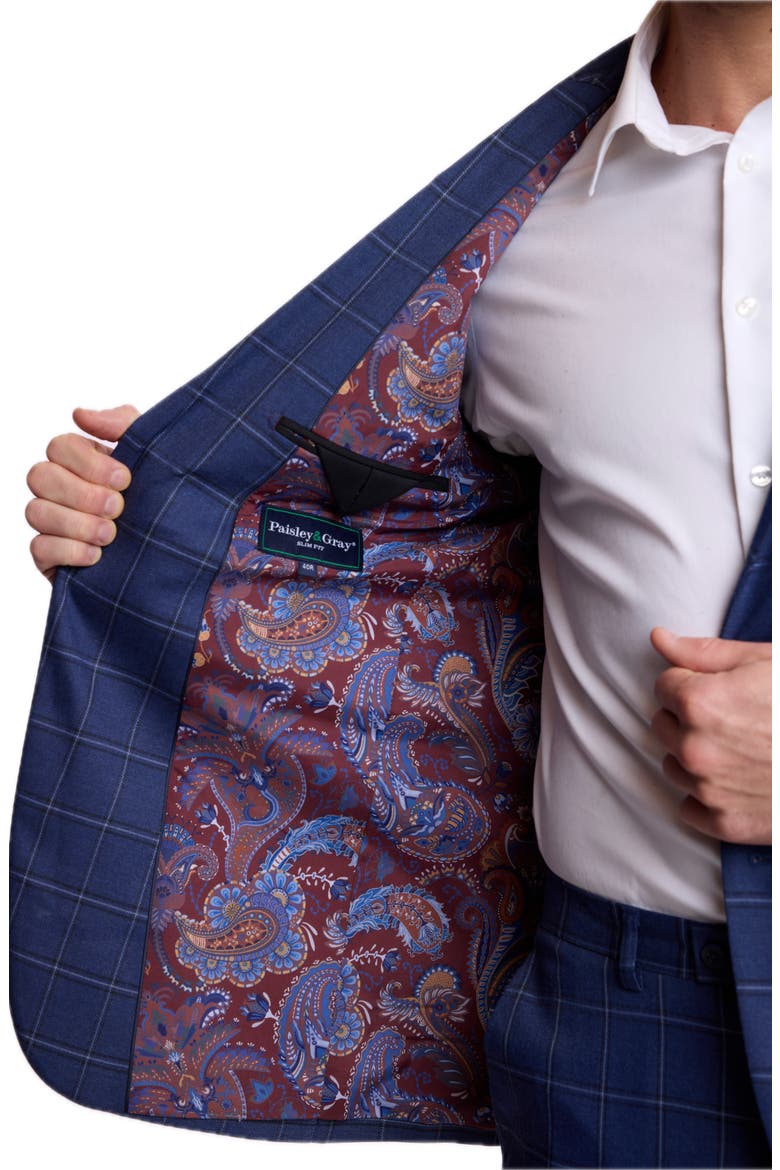 Dover Slim Fit Notch Lapel Suit Jacket, Alternate, color, DARK BLUE WINDOWPANE