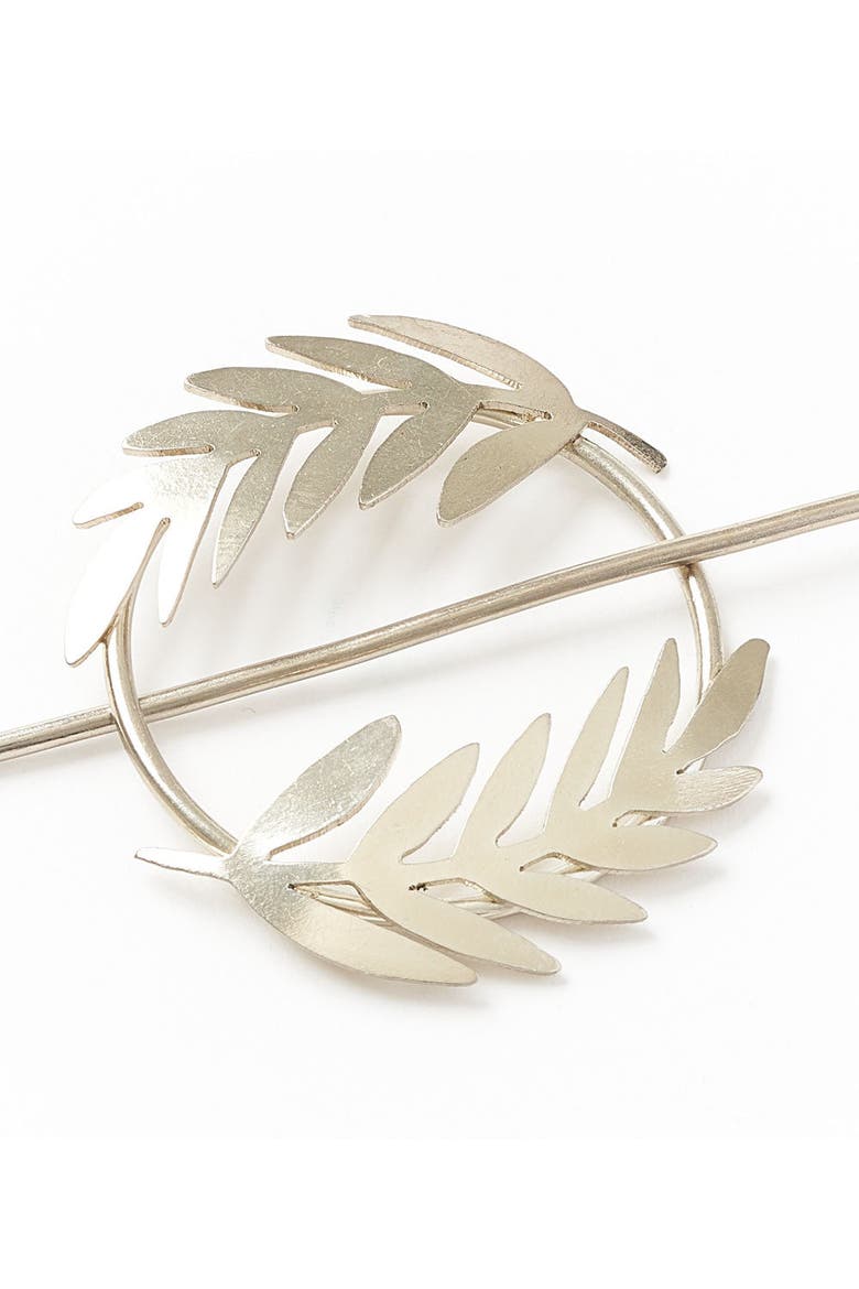 Kavya Hair Slide with Stick, Alternate, color, Silver Fern