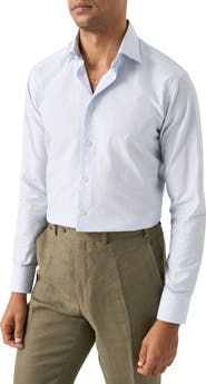 Eton Slim Fit Check Cotton Twill Dress Shirt