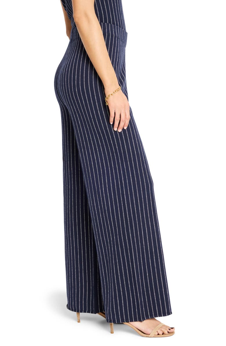 NIC+ZOE Destination Stripe Wide Leg Knit Pants, Alternate, color, Indigo Multi