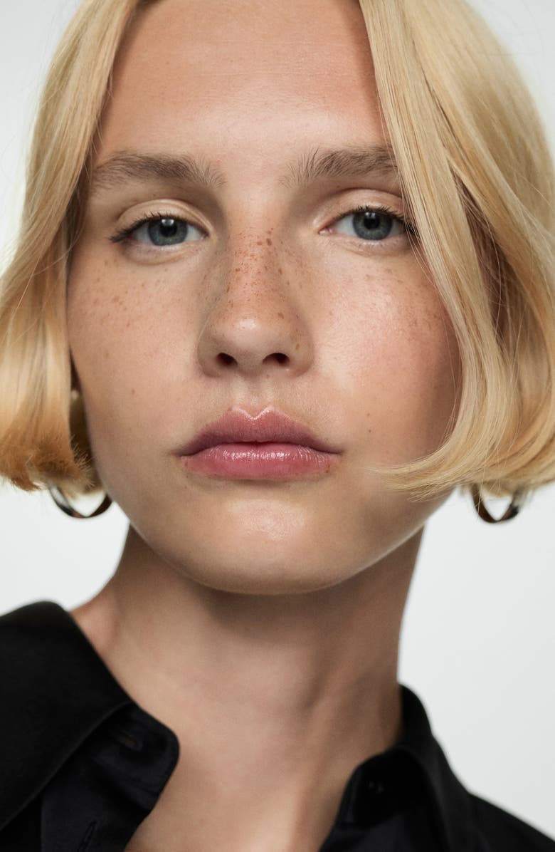 MANGO Flowy Satin Button-Up Shirt, Alternate, color,