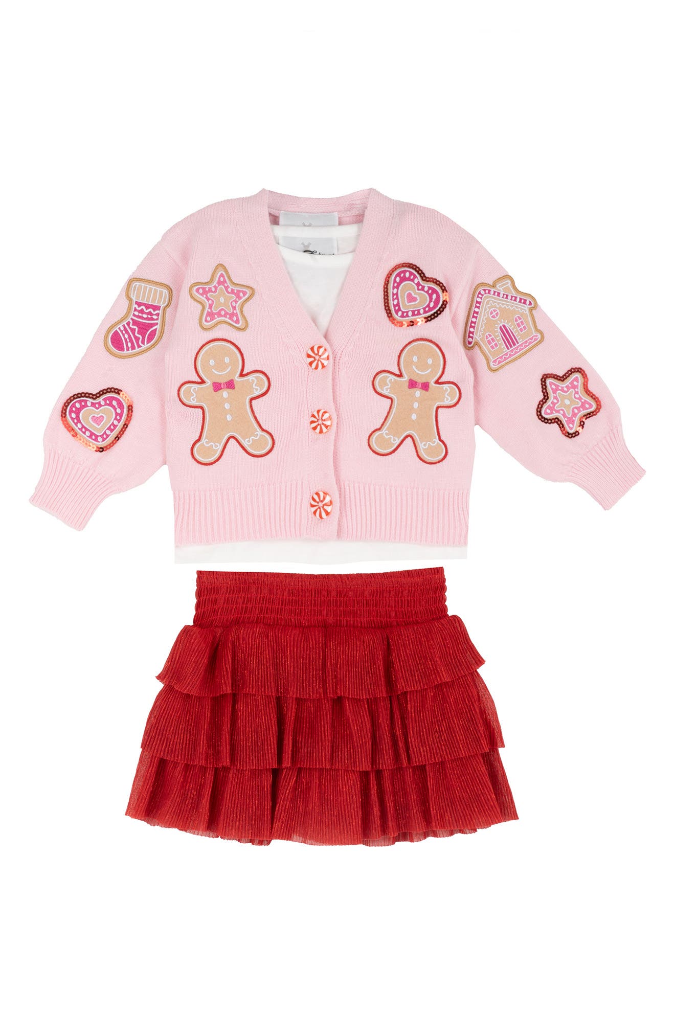 Kids' Gingerbread Cardigan & Skirt Set