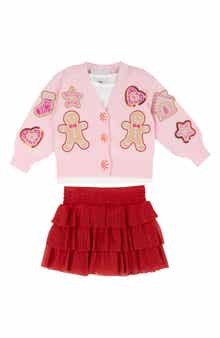 Kids' Gingerbread Cardigan & Skirt Set