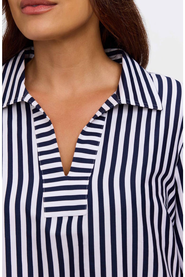 Julia Stripe Cotton Popover Top, Alternate, color, BLUE MULTI