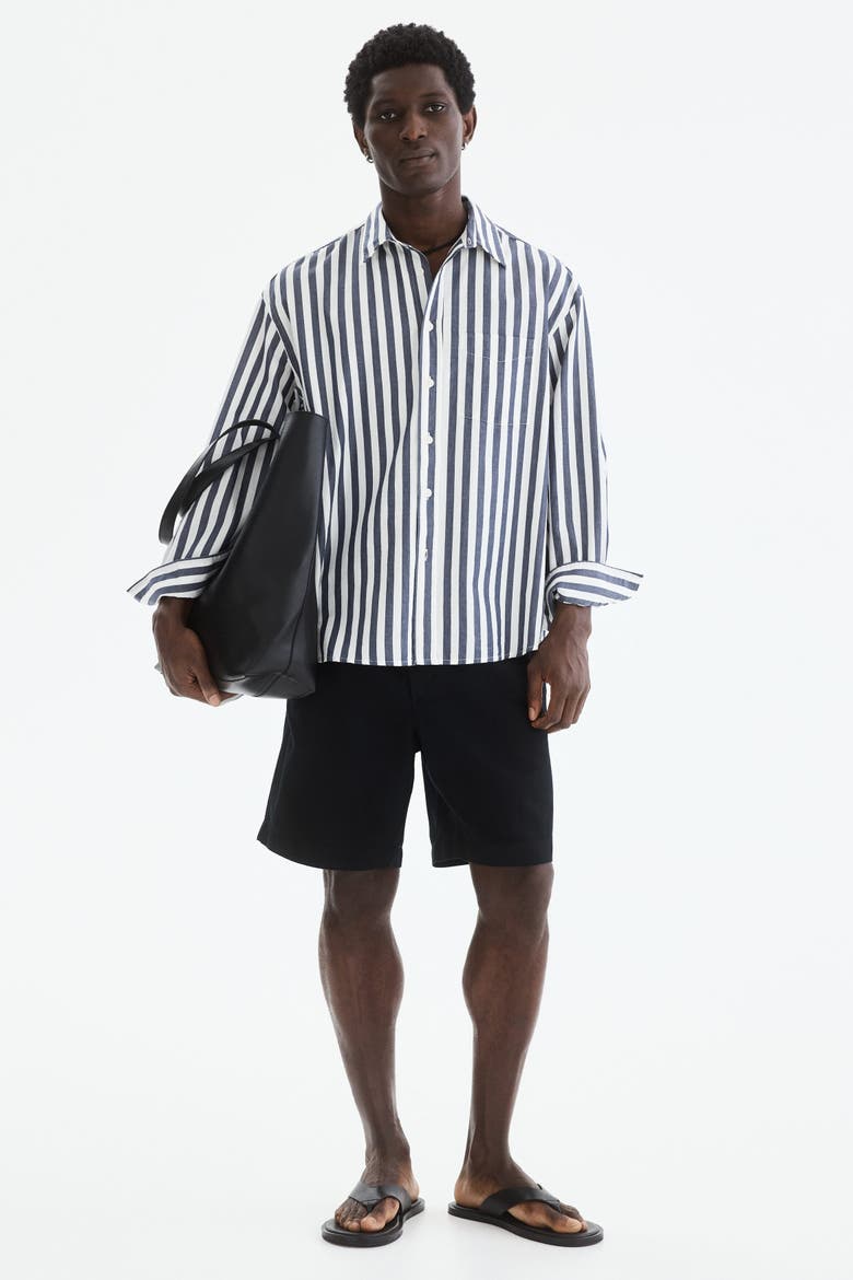 Relaxed Fit Linen-blend Shorts, Main, color, Black