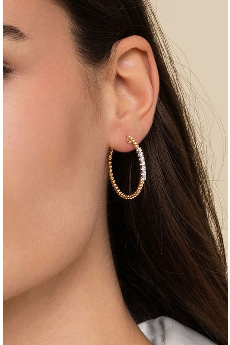 Bujukan Beaded Diamond Hoop Earrings, Alternate, color, GOLD