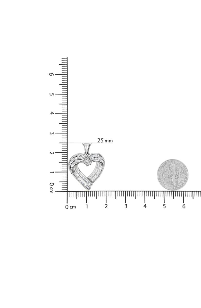 Haus of Brilliance Silver 7/8 cttw Baguette Diamond Heart Pendant Necklace, Alternate, color, White