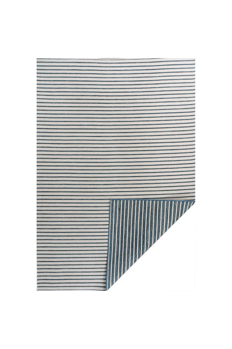 Damon Classic Coastal Pinstripe Reversible Machine-Washable Indoor/Outdoor Area Rug, Main, color, Navy/Cream