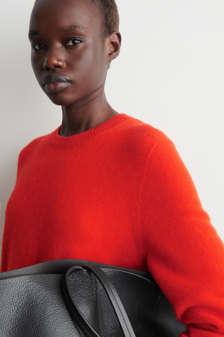 Cashmere Crew-Neck Sweater, Alternate, color, ORANGE