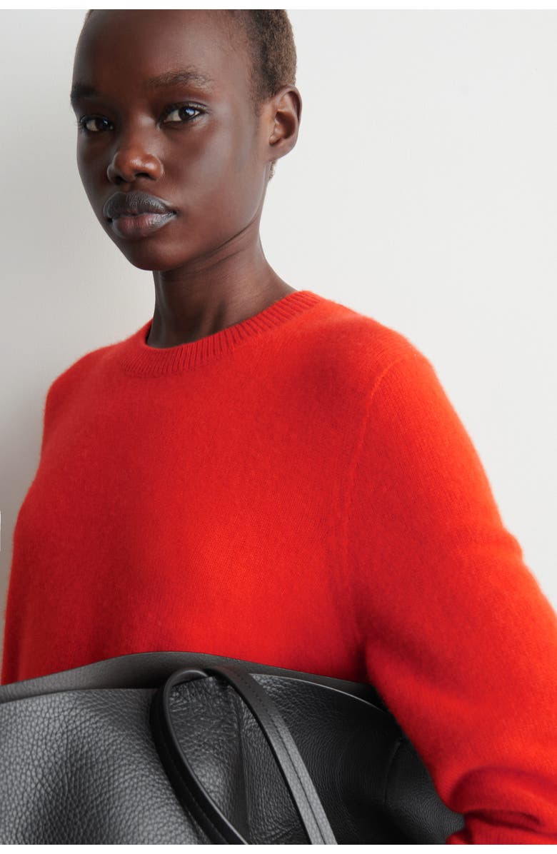 COS Cashmere Crew-Neck Sweater, Alternate, color, Orange