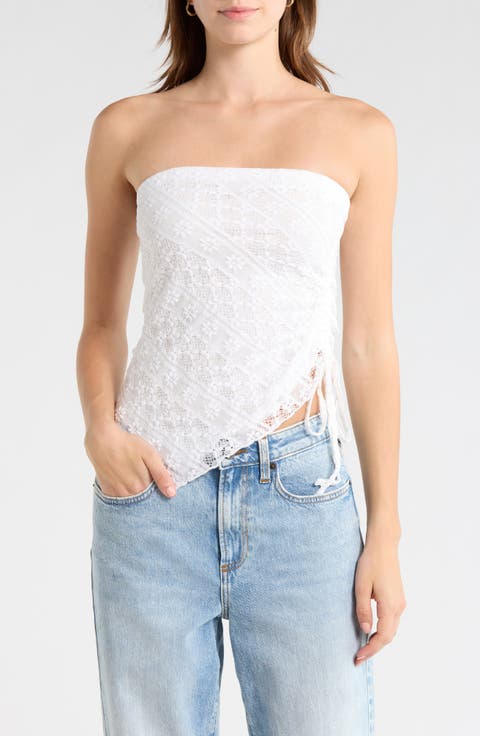 Asymmetric Ruched Tube Top