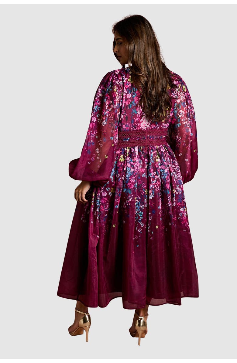 Coast Plus Floral Organza Midaxi Dress, Alternate, color, Plum