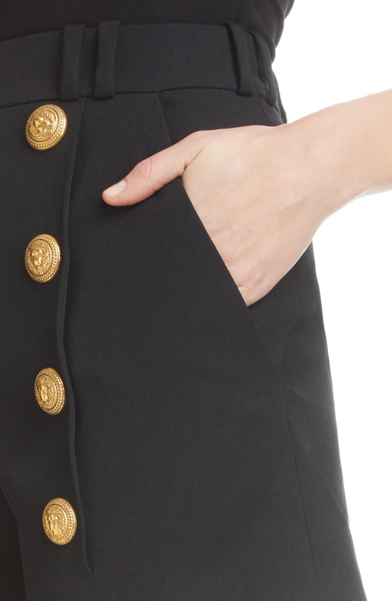 Balmain 8-Button Cotton Grain de Poudre Shorts, Alternate, color,