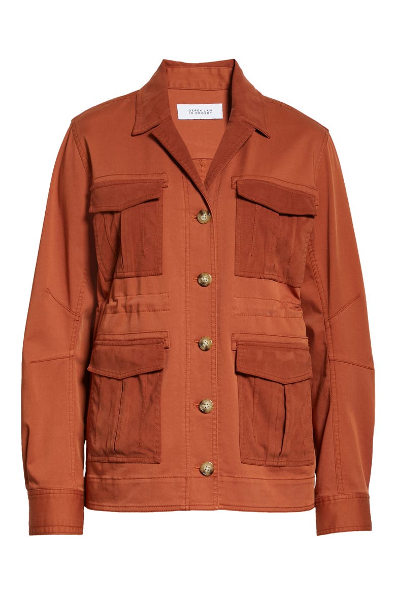Alison Cotton Blend Utility Jacket, Alternate, color, CINNAMON