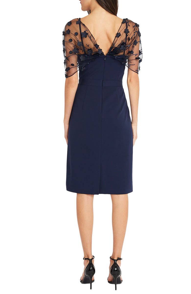 Maggy London Floral Appliqué Detail Cocktail Sheath Dress, Alternate, color,