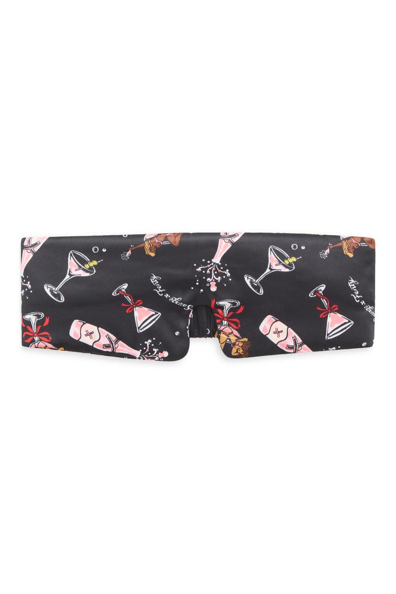 Satin Ever After Oversize Eye Mask, Main, color, BLACK CAVIAR CHAMPAGNE FIZ