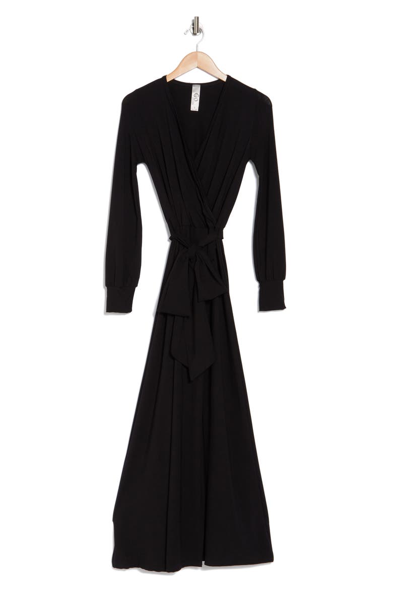 Long Sleeve Maxi Wrap Dress, Alternate, color, BLACK