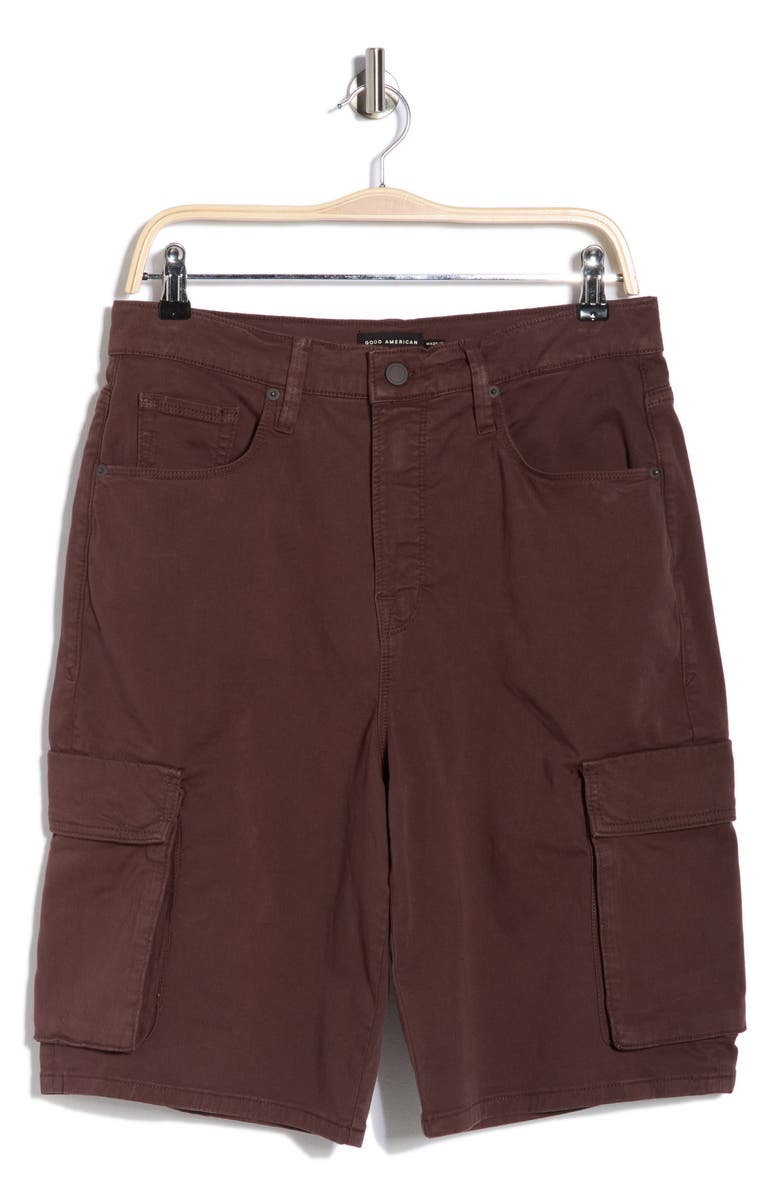 Good American Twill Cargo Shorts, Alternate, color, Bark003