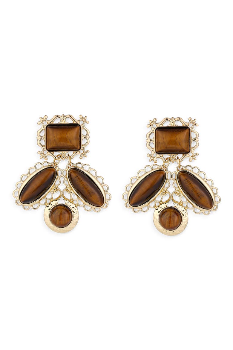 Wisteria Drop Earrings, Main, color, GOLD/ BROWN