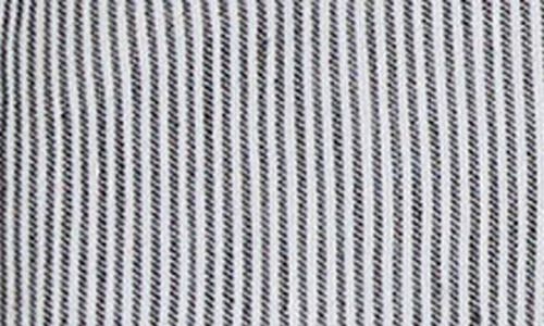 Shop Vince Ticking Stripe Cap Sleeve Linen & Cotton Button-up Shirt In Iris Slate/off White
