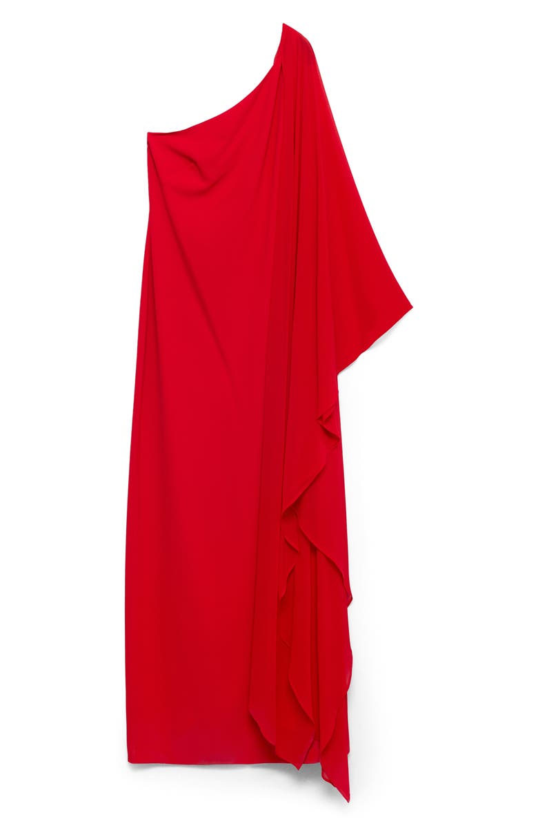 MANGO Asymmetric Flared One-Shoulder Long Sleeve Dress, Alternate, color, 