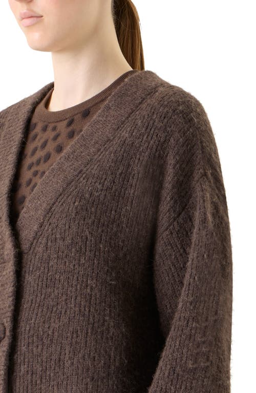 Akris Punto Oversize Alpaca Blend Cardigan In Brown