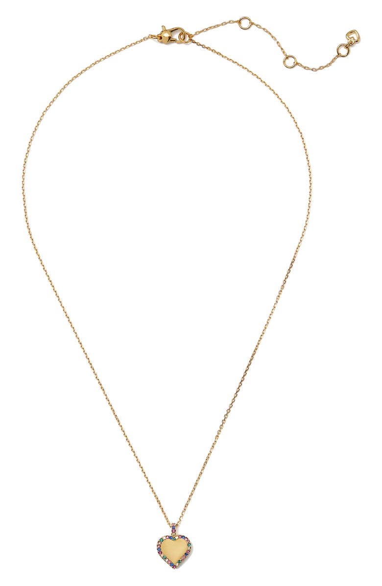 Kate Spade New York pavé heart pendant necklace, Alternate, color, Gold Multi