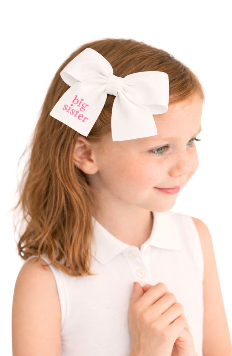 Bits & Bows Big Sister Hair Bow, Alternate, color, White