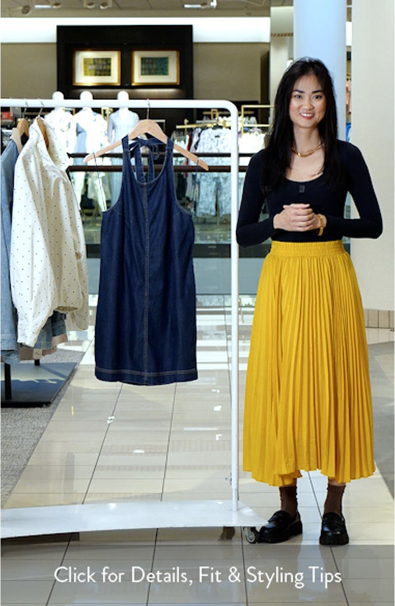 Halter Neck Denim Shift Minidress, sales video thumbnail