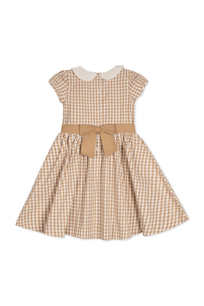 Kids' Organic Stretch Poplin Peter Pan Collar Dress, Alternate, color, Tan Gingham