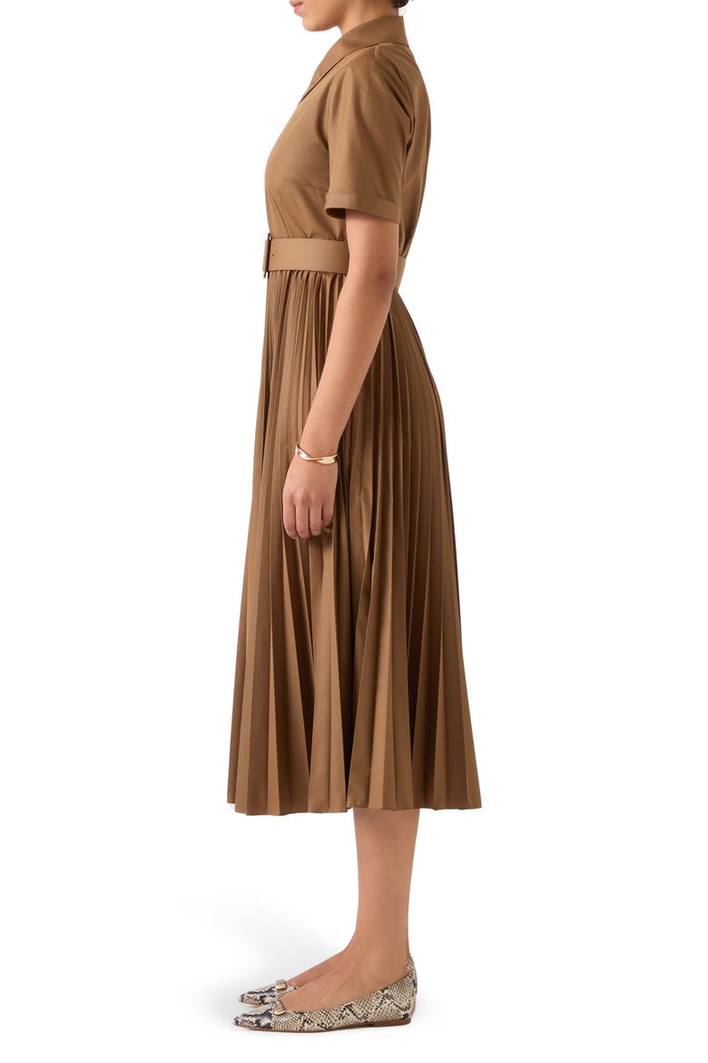 Cally Pleated Shirtdress, Alternate, color, COCOA