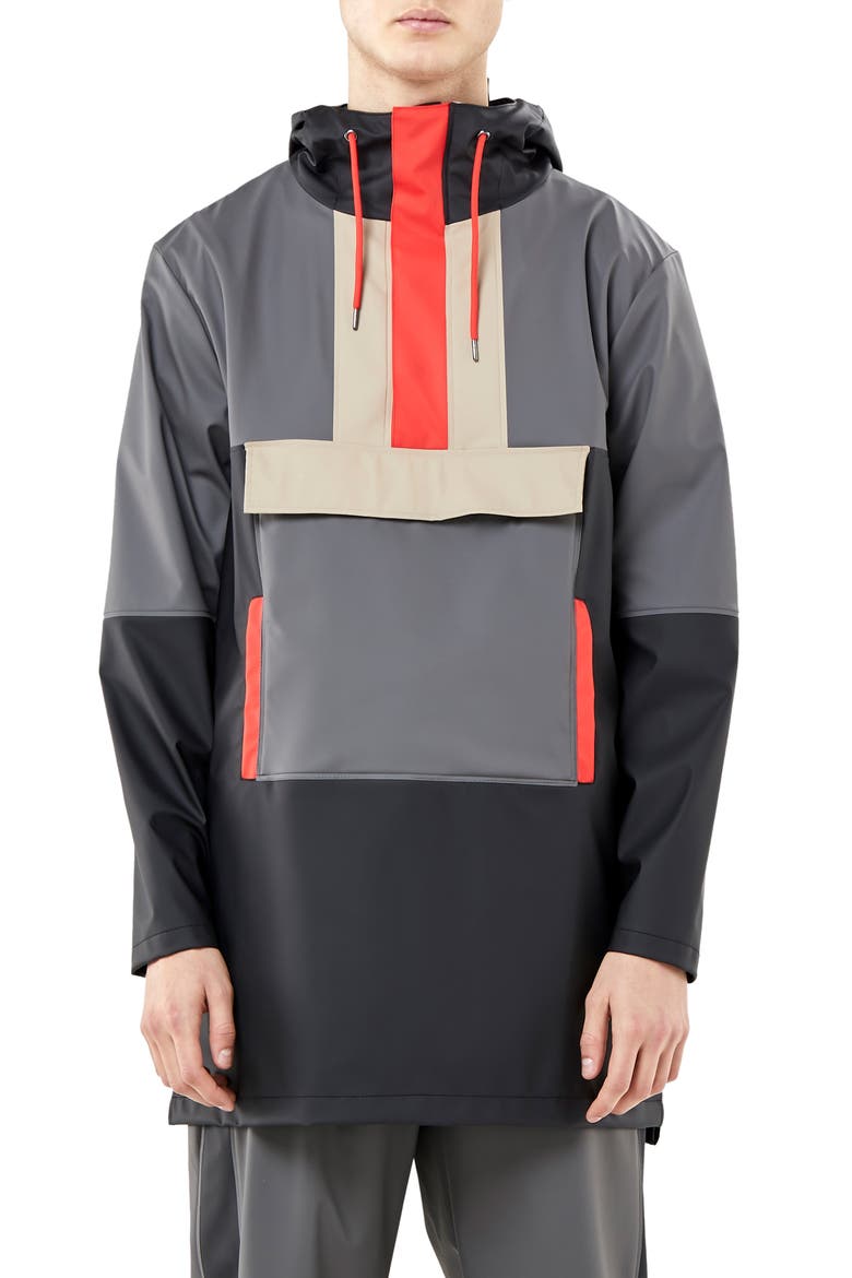 Waterproof Colorblock Hooded Anorak, Main, color, CHARCOAL/ BLACK