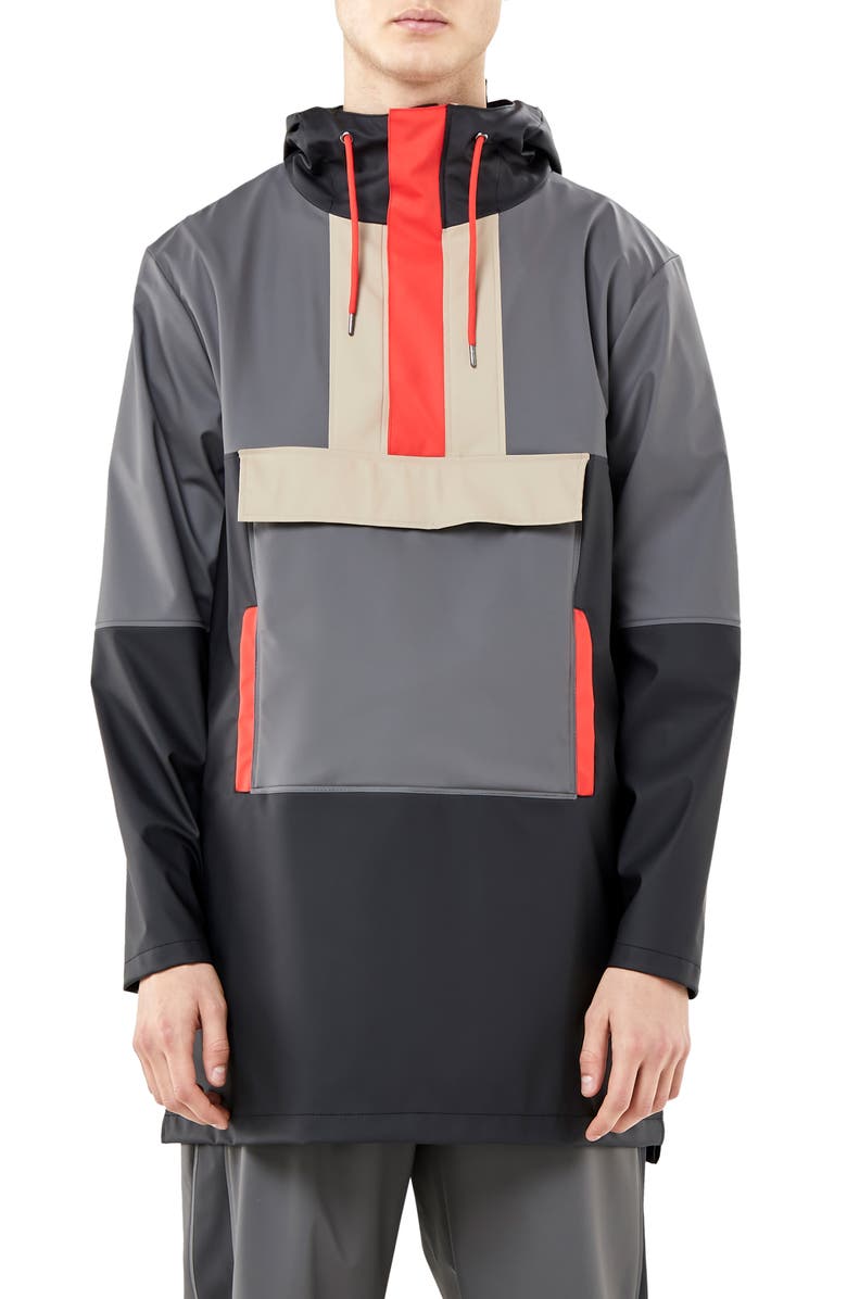 Rains Waterproof Colorblock Hooded Anorak, Main, color, 