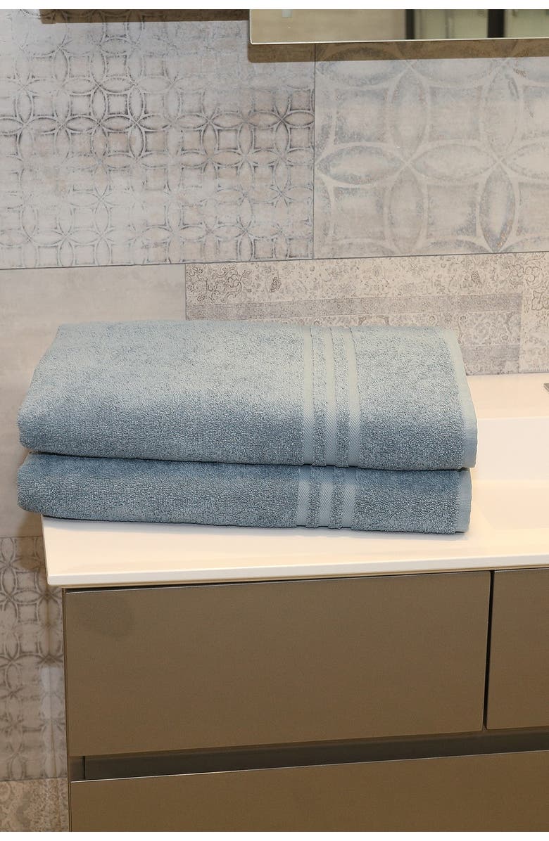 Linum Home Textiles Denzi Bath Sheet - Set of 2 - Denzi Blue, Alternate, color, Denzi Blue