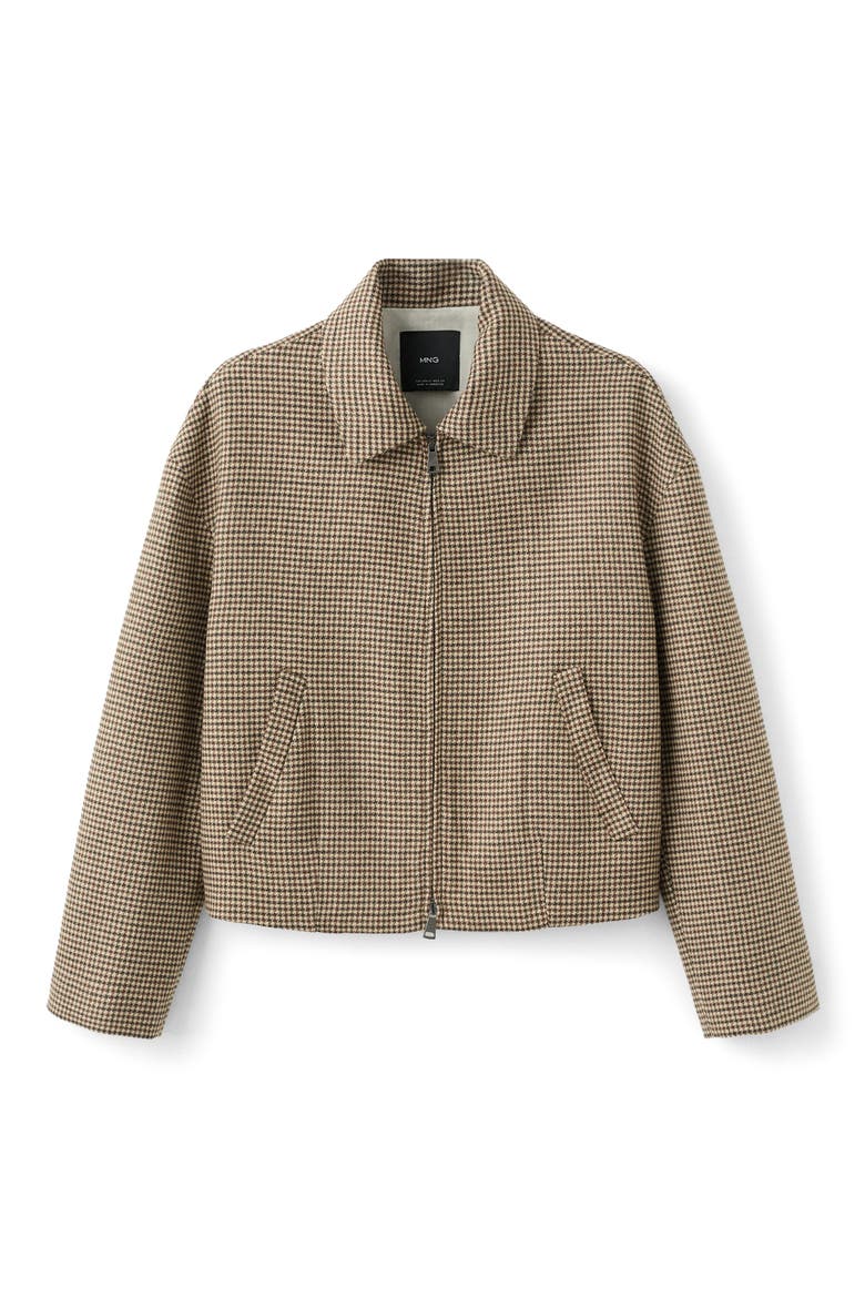 Gina Houndstooth Microcheck Jacket, Alternate, color, MEDIUM BROWN