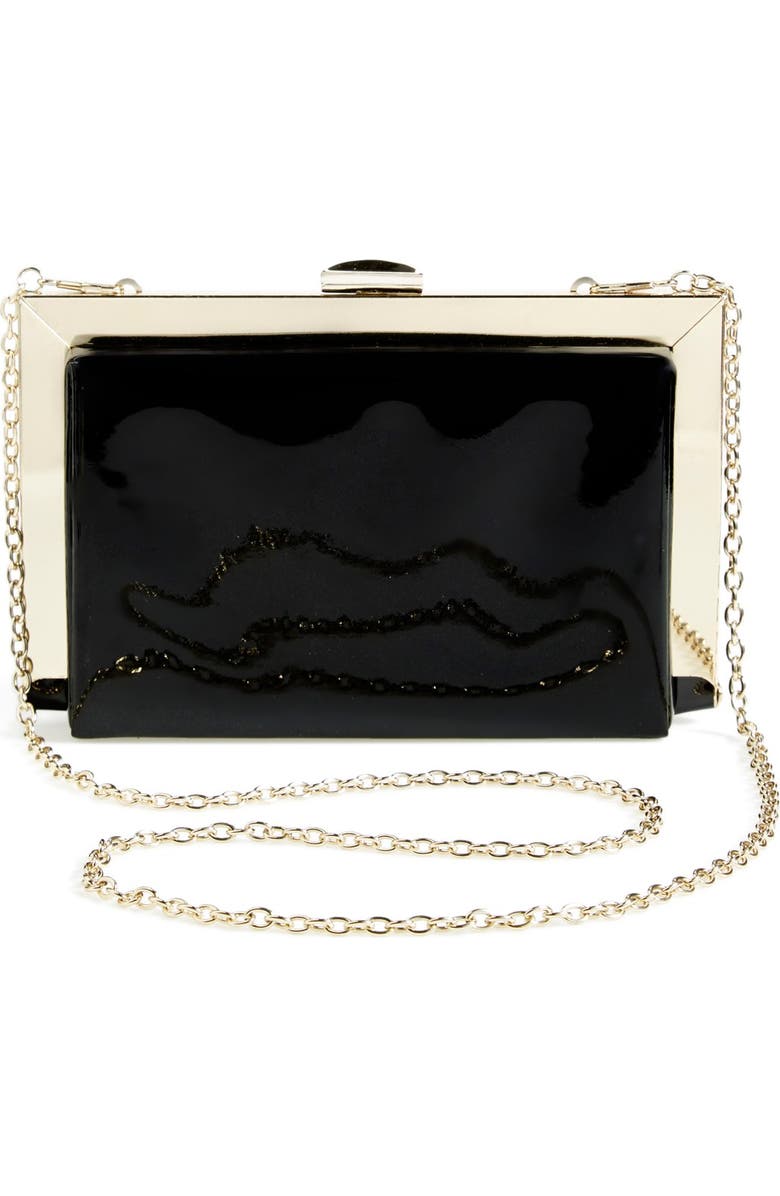 NATASHA Tasha Patent Framed Box Clutch, Alternate, color,