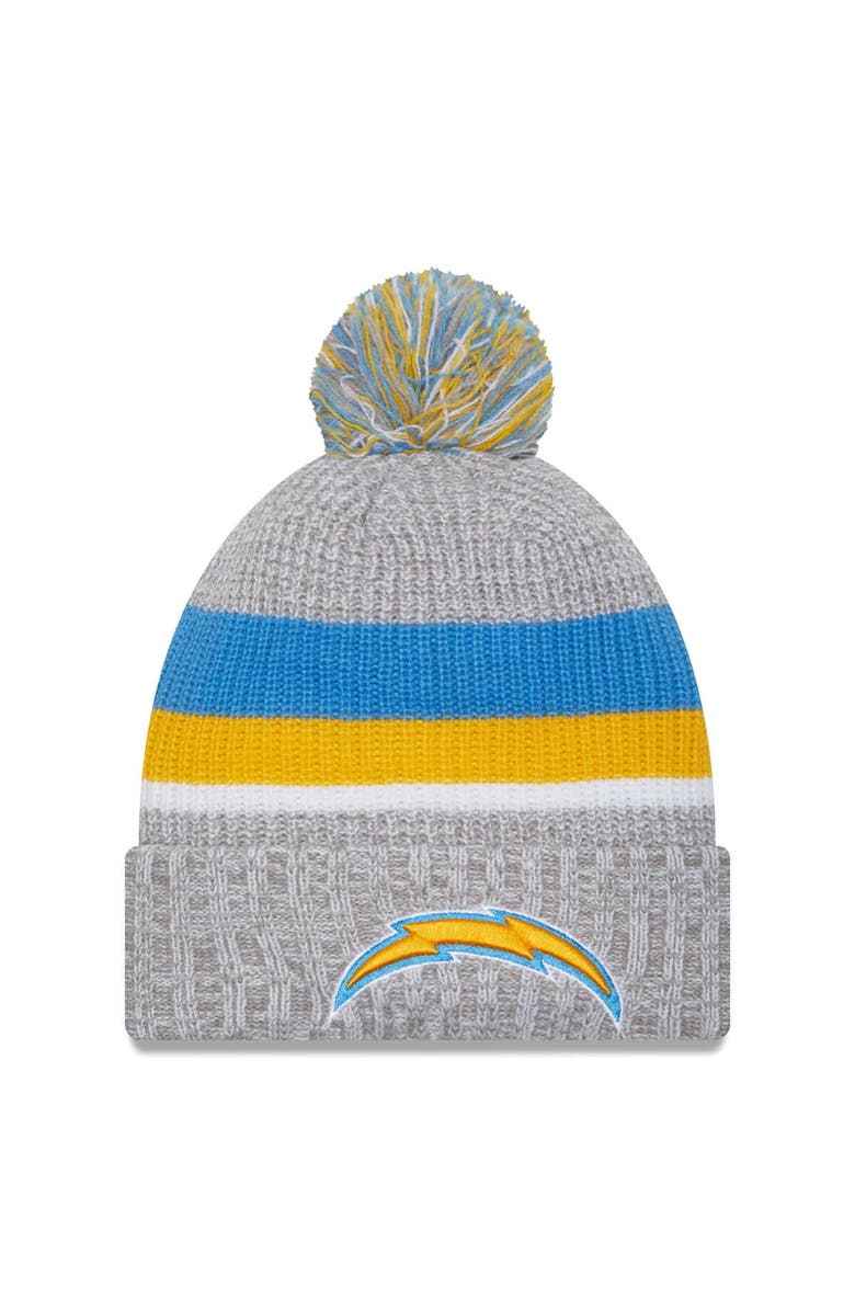 New Era Men's New Era Heather Gray Los Angeles Chargers Cuffed Knit Hat with Pom, Main, color, 