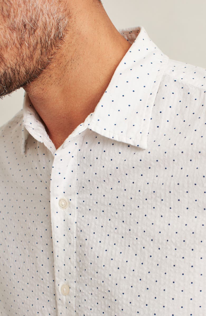 Bonobos Riviera Slim Fit Dot Short Sleeve Seersucker Button-Up Shirt, Alternate, color, Miller Cove Dot