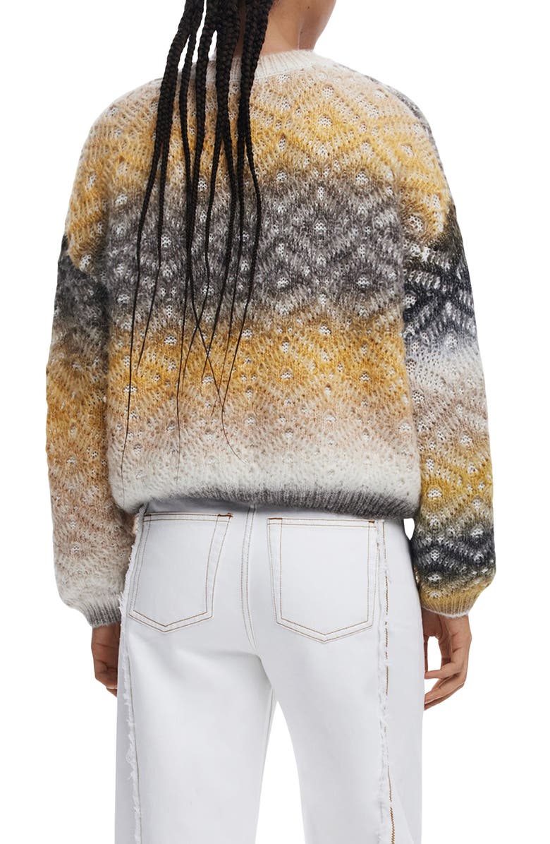 Desigual Pattern Stitch Crewneck Sweater, Alternate, color, Multi