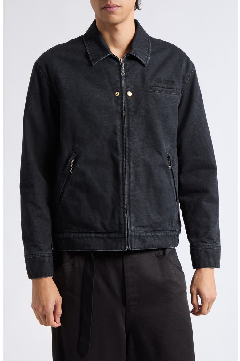 Cotton Canvas Blouson Jacket, Main, color, BLACK