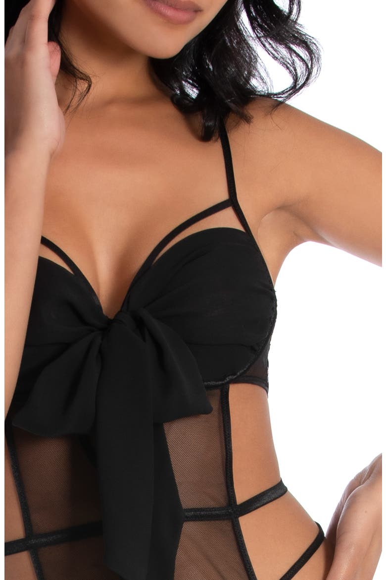 Heidi Lace Thong Teddy, Alternate, color, BLACK
