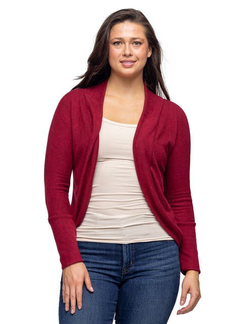 Curved Hem Open Front Long Womens Bolero Shrug